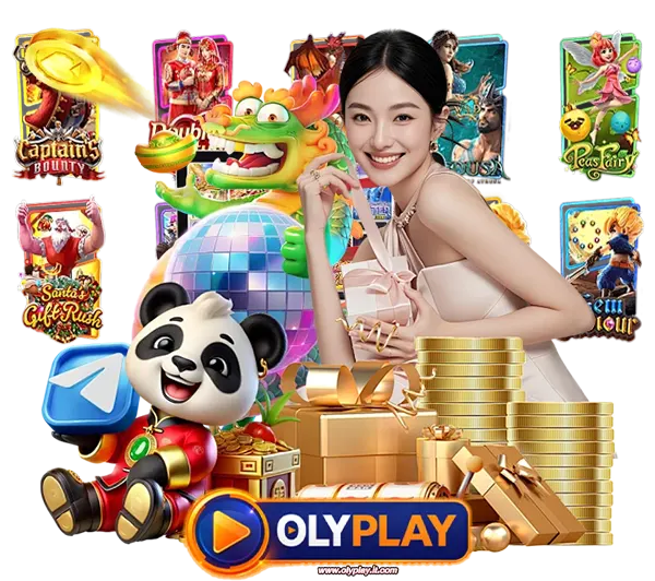 OLYPLAY รวมเกมสล็อตยอดนิยม ภาพผู้หญิงพร้อมสัญลักษณ์สล็อตและตัวละครการ์ตูนสีสด โบนัสแตกง่าย เล่นได้ทุกวัน